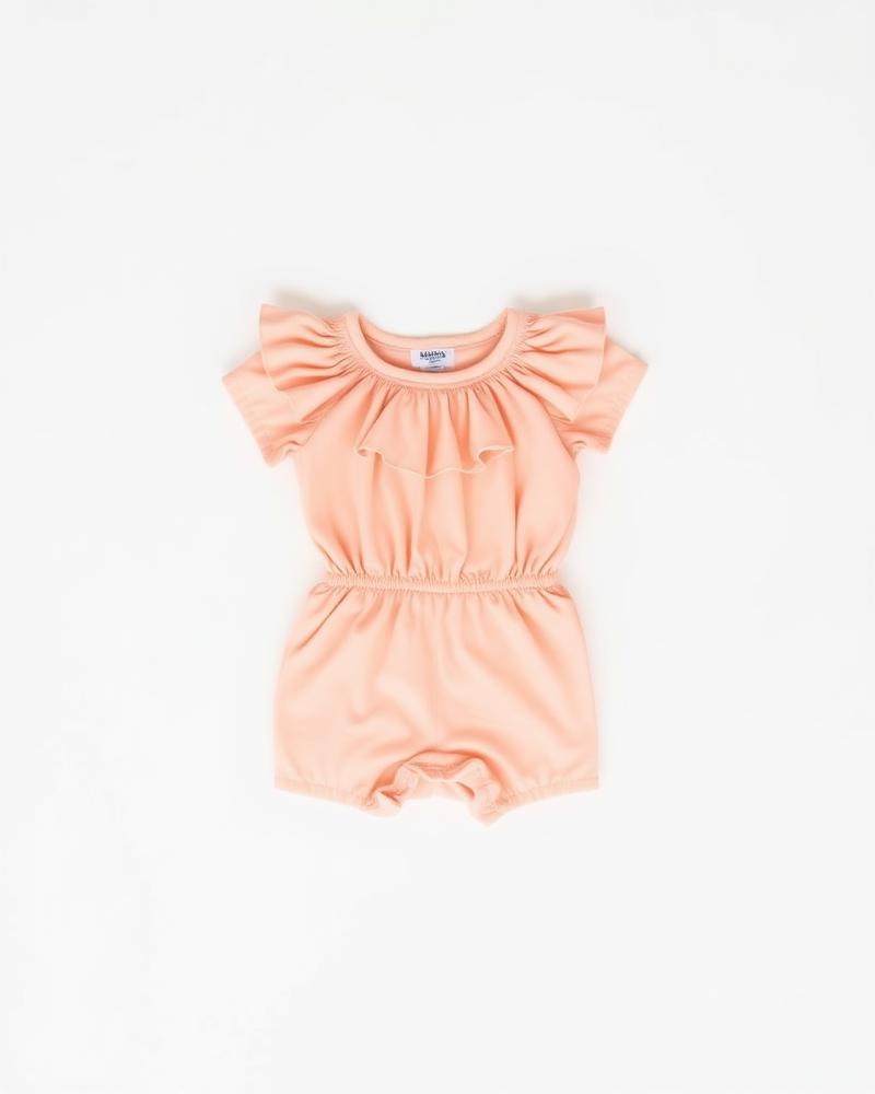 Baby Girls Textured Peach Playsuit